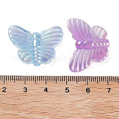 夜光UVメッキレインボー虹色アクリルビーズ  暗闇で光るビーズ  蝶  ミックスカラー  20x27x6mm  穴：2.2mm&nbsp;OACR-O008-11