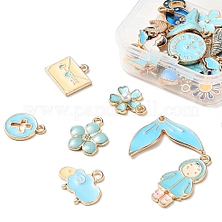 27Pcs 27 Style Light Gold Alloy Enamel Pendants&nbsp;ENAM-YW0001-77