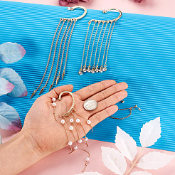 4Pcs Long Chain Tassel Drop Cuff Earrings with Imitation Pearl&nbsp;EJEW-KS0001-04