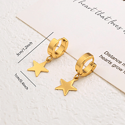 Stainless Steel Star Hoop Earrings&nbsp;TM6235