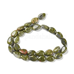 天然石ユナカイトビーズ連売り  フラットティアドロップ  13~14x9.5~10x5~5.5mm  穴：1.2mm  約28個/連  15.16''（38.5センチメートル）&nbsp;G-K357-A12-01