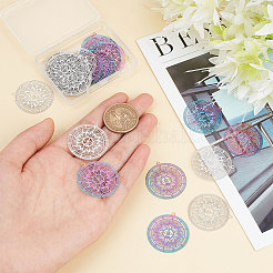 40Pcs 2 Colors 201 Stainless Steel Filigree Pendants&nbsp;STAS-DC0010-92