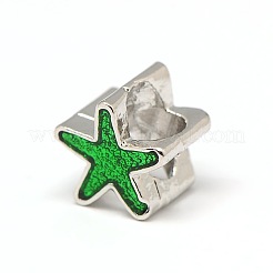 プラチナメッキ合金エナメル欧州ビーズ  大穴ビーズ  ヒトデ/海星  ミックスカラー  10x8.5mm  穴：5mm&nbsp;MPDL-A023-C