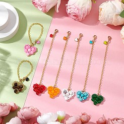 Valentine's Day Glass Seed & Natural Carnelian & Yellow Jade & Howlite & Tiger Eye & Malaysia Jade & Synthetic Green Turquoise Beads Pendant Decoration&nbsp;HJEW-MZ00107