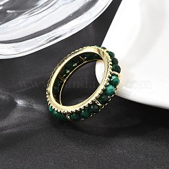 オリジナルデザインのスターリングシルバーの指輪925個  天然マラカイト  18KGP本金メッキ  5.5mm  内径：18mm&nbsp;RJEW-D321-01C-G