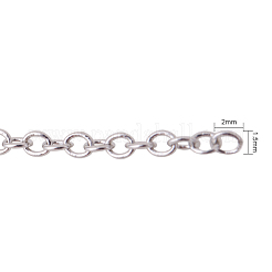 真鍮製アズキチェーン  ハンダ付け  ニッケルフリー  長持ちメッキ  プラチナ  2x1.5x0.5mm&nbsp;CHC-PH0001-01P-NF