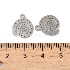 変色しない304ステンレススチールチャーム  レーザー切断  シェルチャーム  ステンレス鋼色  14x12x1mm  穴：1.6mm&nbsp;STAS-J042-18P