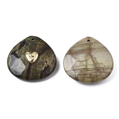 Natural Ocean Jasper Pendant Rhinestone Settings&nbsp;G-N326-131-07