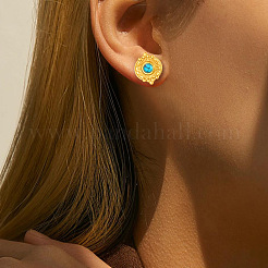 304 Stainless Steel and Turquoise Stud Earrings&nbsp;WG88BC0-01