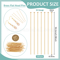 真鍮フラットヘッドピン120個。  ゴールドカラー  21ゲージ  50.2x0.7mm  ヘッド：2mm&nbsp;FIND-BC0019-23G
