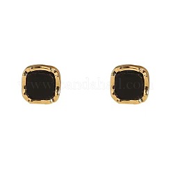 真鍮アクリルスクエアスタッドピアス  ブラック  8x8mm&nbsp;FS-WG040FD-01