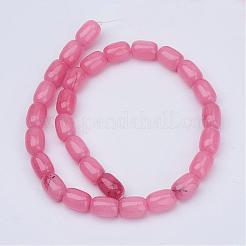バレル型天然石の菱マンガン鉱ビーズ連売り  染め  淡いバイオレットレッド  15x10mm  穴：1mm  約25個/連  15.3インチ&nbsp;G-S114-10