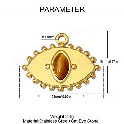 304 Stainless Steel with Cat Eye Pendants&nbsp;GL-OY001-01G