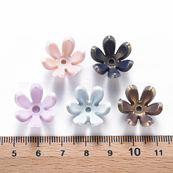 6ペタルスプレー塗装アクリルビーズキャップ  花  ミックスカラー  19x17.5x10mm  穴：2~3mm&nbsp;X-MACR-S373-47J