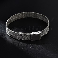 ファッショナブルなユニセックス 304 ステンレススチール 時計バンド リストバンド ブレスレット  時計バンドの留め金付き  ステンレス鋼色  9-1/8インチ（23cm）&nbsp;BJEW-U017-03P