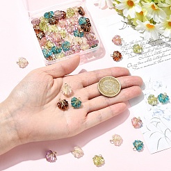 60個6色アクリルパーツ  304ステンレススチール製金具付き  葉  ゴールドカラー  ミックスカラー  14mm  穴：2.5mm  10個/カラー&nbsp;PALLOY-YW00167