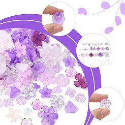 DIYファインディングキット  花のアクリルビーズキャップ、ビーズ、ペンダントを含む  パープル  15x14.5x5mm  穴：2mm&nbsp;DIY-FS0009-92