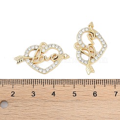 Uvメッキ合金ペンダント  ラインストーン付き  鉛フリー＆カドミウムフリー  ハート  ゴールドカラー  17x28x2mm  穴：2mm&nbsp;FIND-M018-26G-05