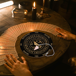 Ahademaker diy wiccan 祭壇用品キット  コーン天然ローズクォーツペンダント付き  304ステンレススチールアズキチェーンネックレスと木製振り子ボード  レイヴン模様  3個/セット&nbsp;AJEW-GA0004-66G
