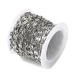 304ステンレススチール楕円リンクチェーン  ハンダ付け  スプールで  ステンレス鋼色  8x3.8x0.5mm&nbsp;CHS-K026-01D-P