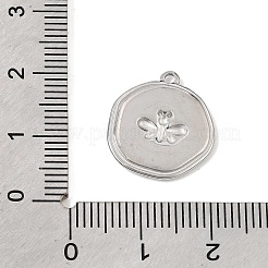304ステンレスペンダント  蜂のチャームが付いたフラットラウンド  ステンレス鋼色  17x15.5x2mm  穴：1.4mm&nbsp;SA-CBAA487-17P