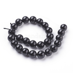 天然石トルマリンビーズ連売り  ラウンド  ブラック  8mm  穴：1mm  約24個/連  7.8インチ&nbsp;X-G-G099-8mm-11
