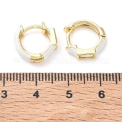 真鍮パヴェキュービックジルコニアフープピアス  エナメル  竹の共同  鉛フリー＆カドミウムフリー  ラックめっき  長持ちメッキ  18KGP本金メッキ  ホワイト  13x13x4mm&nbsp;KK-CBA98BA-05G-C