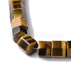 天然石タイガーアイビーズ連売り  六角柱  9~11x12x13.5~14mm  穴：1.2mm  約20個/連  7.64~8.70インチ（19.4~22.2cm）&nbsp;G-F743-03D