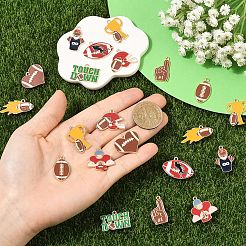 ラグビーテーマ合金エナメルペンダント20個10スタイル  混合図形  ゴールドカラー  ミックスカラー  13~25x13.5~25x1mm  穴：1.6mm  2個/スタイル&nbsp;ENAM-YW0009-19