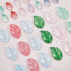 ツートン  グリッター金粉付き  葉  ミックスカラー  100mm  穴：10mm  17.5~29x10~17x2.9~5個/カラー&nbsp;EGLA-HY0001-01