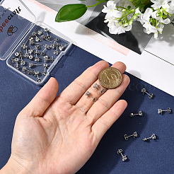 クリアキュービックジルコニアスタッドピアス金具30個  スターリングシルバーのピン925本と水平ループ付き  真鍮製イヤーナット30個  プラチナ  7.5x6mm  ピン：0.7mm  穴：0.9mm&nbsp;EJEW-BBC0006-06B