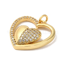 Heart Rack Plating Brass Micro Pave Clear Cubic Zirconia Pendants&nbsp;KK-K377-53G