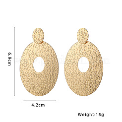 合金ダングルスタンドピアス  テクスチャ付き楕円形  ゴールドカラー  69x42mm&nbsp;WG0F113-01