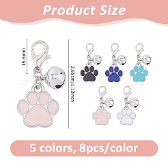 40Pcs 5 Colors Paw Print Alloy Enamel Pendant Decorations&nbsp;HJEW-DC00186