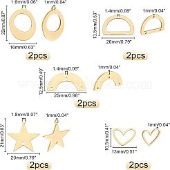 10個 5スタイル 201ステンレススチールシャンデリアコンポーネントリンク  レーザー切断  混合図形  18KGP本金メッキ  2個/スタイル&nbsp;STAS-UN0020-97G