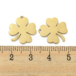 PVD真空メッキ304ステンレスペンダント  クローバーチャーム  18KGP本金メッキ  16x15x0.9mm  穴：1mm&nbsp;STAS-L278-051G