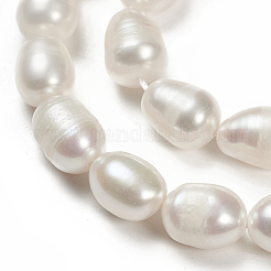 天然養殖淡水パールビーズ連売り  ライス  リネン  9~12x8.5~9mm  穴：0.5mm  約15~19個/連  7.08''（17.98センチメートル）&nbsp;X-PEAR-N012-08N