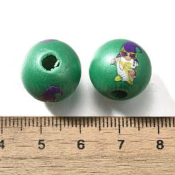 プリントされた天然木  パールカラーの  カーニバルシリーズ  人間  15.5x14.5mm  穴：4.5mm&nbsp;WOOD-D288-19