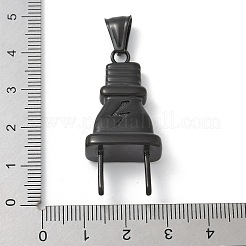304ステンレスペンダント  プラグチャーム  ブラック  40x18.5x10.5mm  穴：8x3.5mm&nbsp;STAS-G346-11EB
