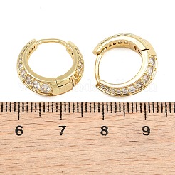 真鍮製マイクロパヴェキュービックジルコニアフープピアス  ラウンド  16KGP本金メッキ  16.5x6.5mm&nbsp;KK-CBAD104-04G-D