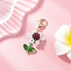 ひまわりのアクリルとガラスの種のペンダント装飾  亜鉛合金カニカン付き  ホワイト  39mm&nbsp;HJEW-MZ00344-04