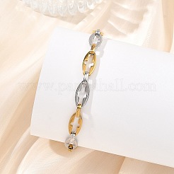 Two Tone 304 Stainless Steel Hollow Out Link Chain Bracelets for Women&nbsp;BJEW-JB13869