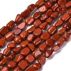 天然石レッドジャスパービーズ連売り  ナゲット  タンブルストーン  7~12x6~8x5~7mm  穴：1mm  約43~44個/連  15.47~15.63''（39.3~39.7センチメートル）&nbsp;G-G146-A04-01