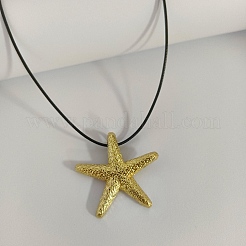 Metallic Ocean Series Brass Starfish Pendant Long Necklaces&nbsp;CS0607-1