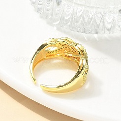 304ステンレススチール製クロスリング  女性用オープンカフリング  キュービックジルコニア付き  カラフル  11.5mm  内径: 調節可能&nbsp;RJEW-B109-08G-02