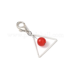 3Pcs Brass Triangle & Natural Malaysia Jade & Labradorite & White Jade Pendant Decorations&nbsp;HJEW-JM04552