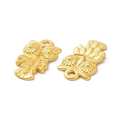 ラックメッキ合金ペンダント  フクロウのチャーム  マットゴールドカラー  19x10.5x2mm  穴：1.6mm&nbsp;FIND-H034-17G