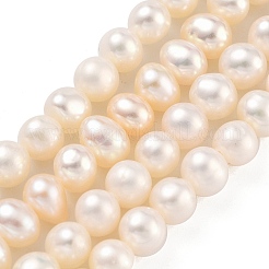 天然養殖淡水パールビーズ連売り  ポテト  桃パフ  4~4.5mm  穴：0.5mm  約38個/連  6.89~7.09（17.5~18センチメートル）&nbsp;PEAR-C003-10H