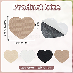 8Pcs 4 Colors Heart Cotton Embroider Self-adhesion Thread Iron on/Sew On Patches&nbsp;PATC-OC0001-04