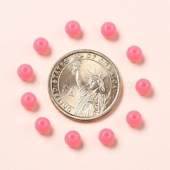 蛍光アクリルビーズ  ラウンド  ショッキングピンク  6mm  穴：1.5mm  約3850個/500g&nbsp;MACR-R517-6mm-04